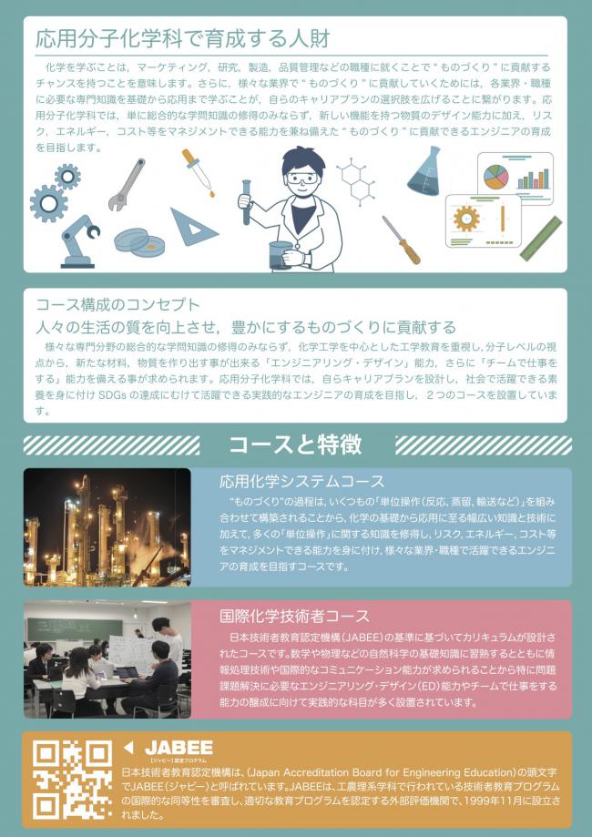 応用分子化学科で育成する人財とコースの特徴